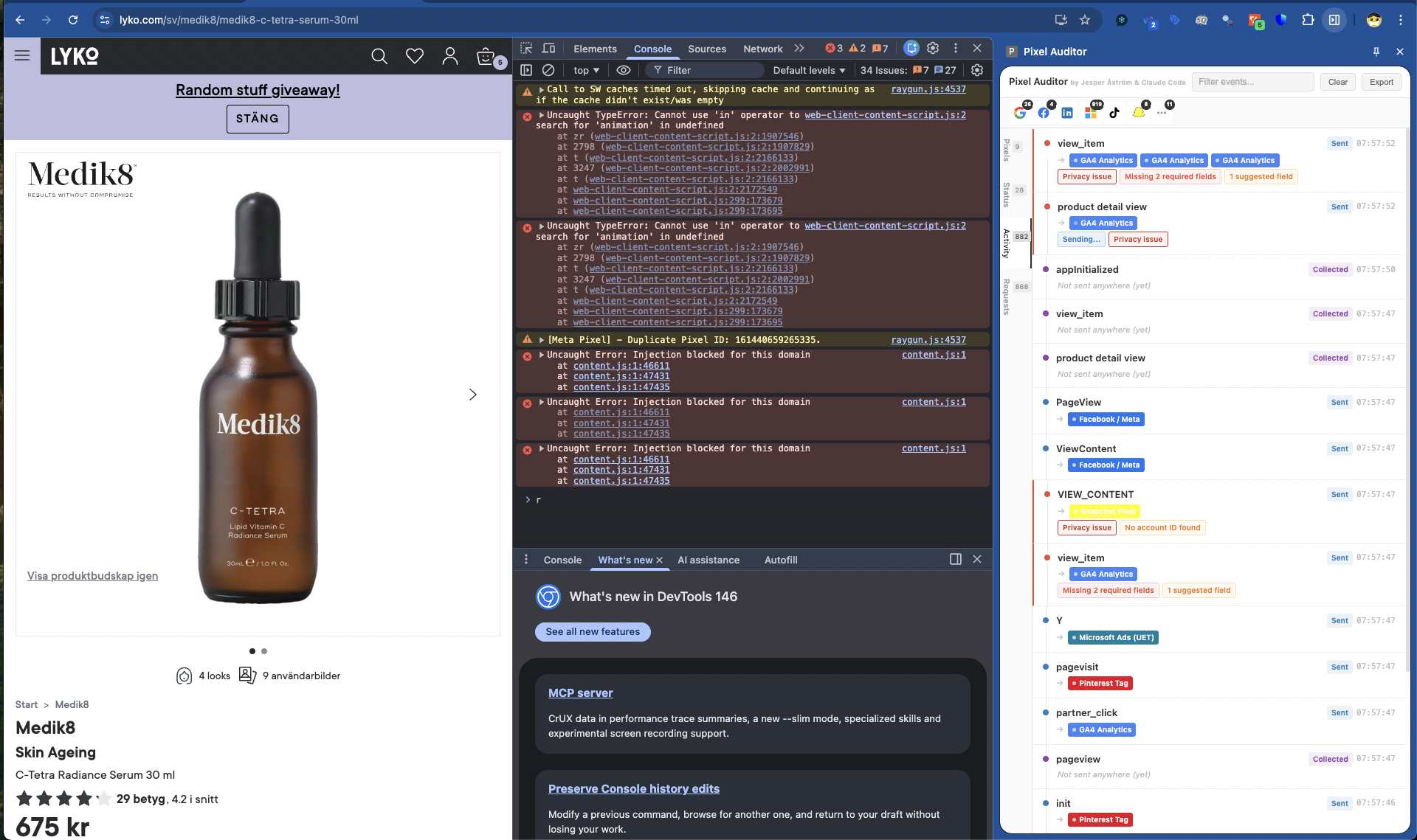 Activity Tab showing event timeline with issues